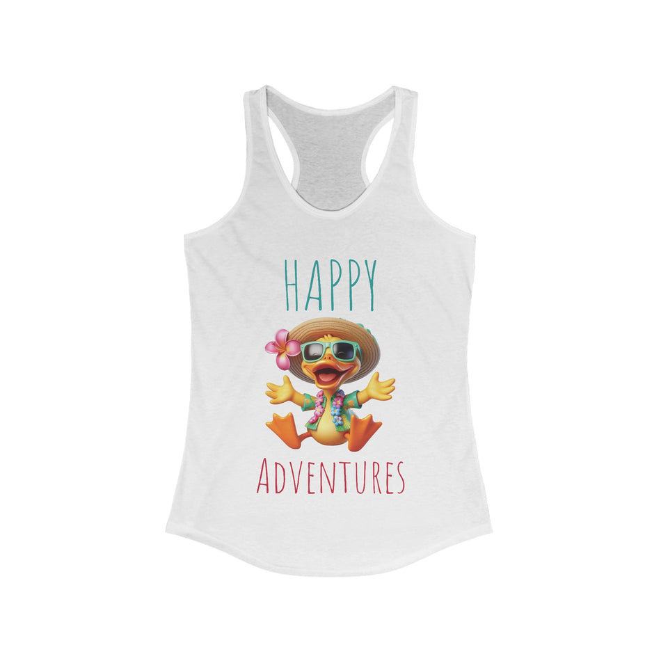 Happy Adventure Traveling Cruiser Duck Women's Ideal Racerback Tank