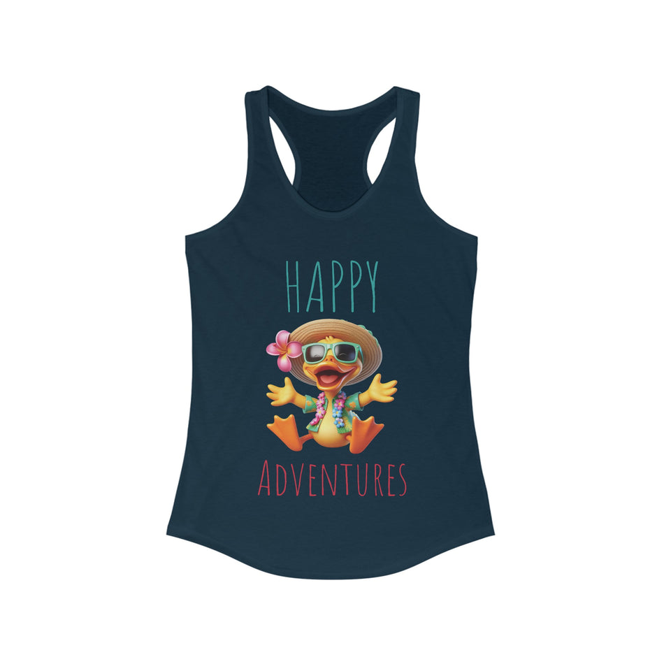 Happy Adventure Traveling Cruiser Duck Women's Ideal Racerback Tank