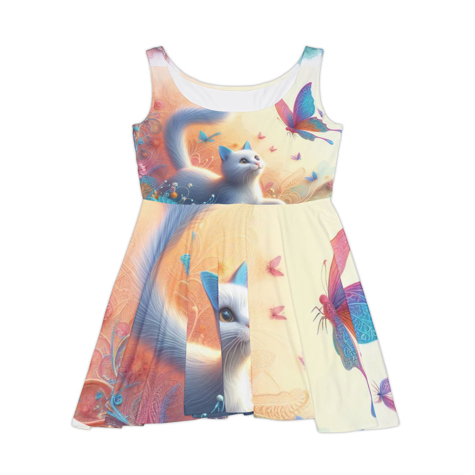 Cat and Butterfly on Women's Skater Dress (AOP)