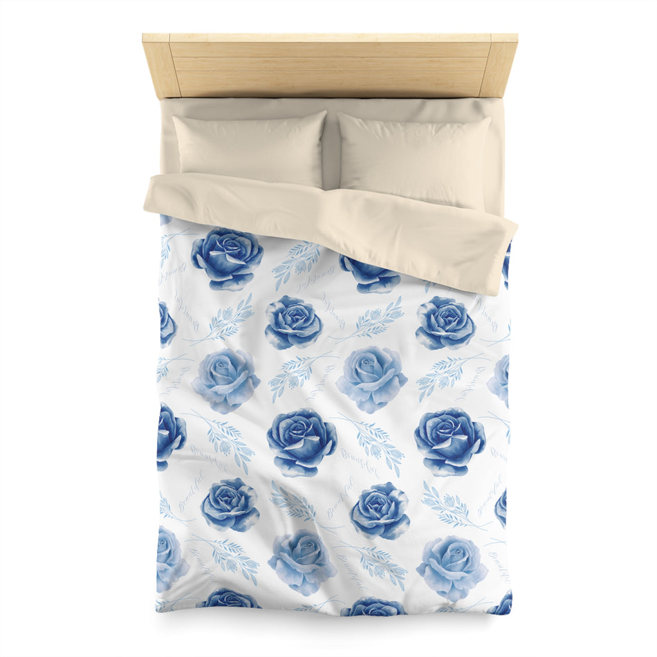 Beautiful Blue Roses Microfiber Duvet Cover