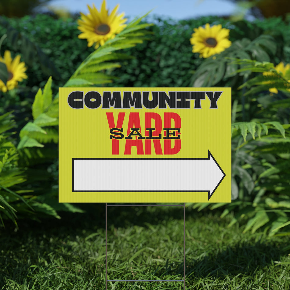 Community Yard Sale Yellow Plastic Yard Sign