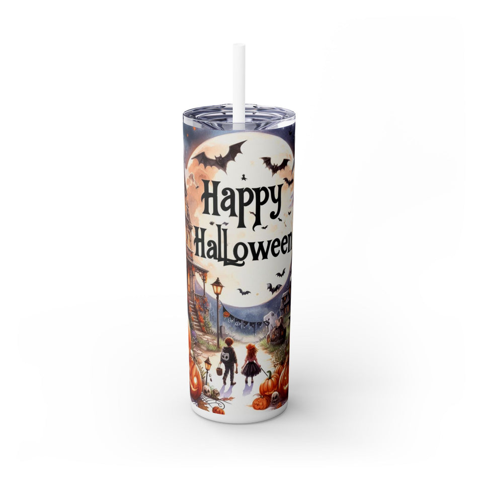 Web Halloween Skinny Tumbler with Straw, 20oz