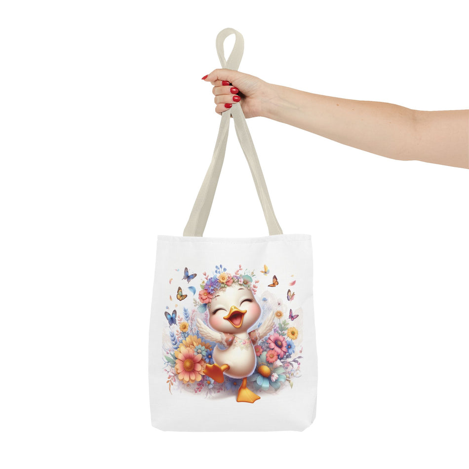 Happy Bright White Duck Tote Bag (AOP)