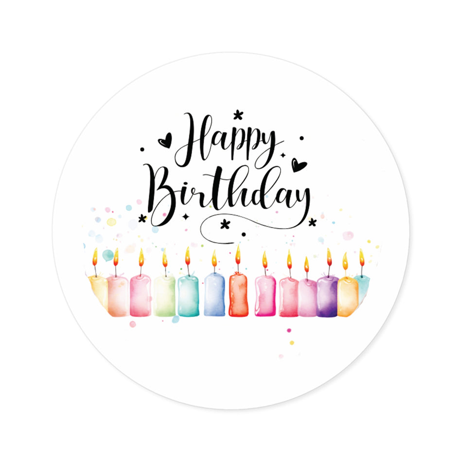 Happy Birthday Candles Round Stickers, Indoor\Outdoor