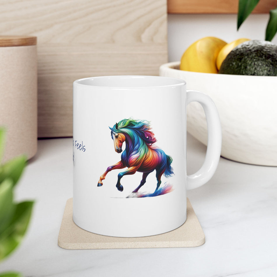 Running wild Feels So Good Horse on Ceramic Mug, (11oz, 15oz)