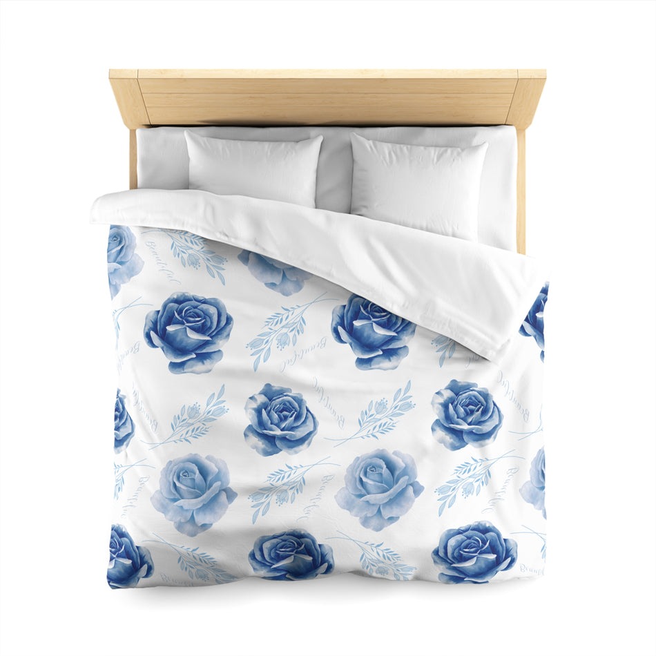 Beautiful Blue Roses Microfiber Duvet Cover