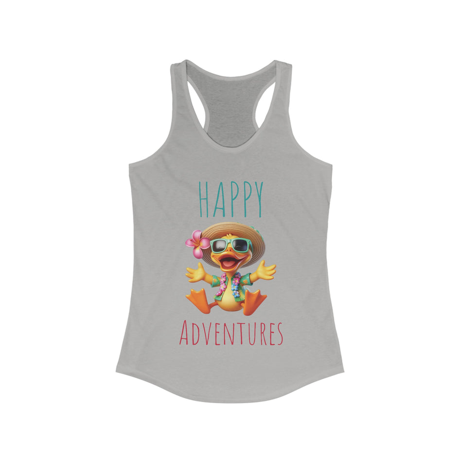 Happy Adventure Traveling Cruiser Duck Women's Ideal Racerback Tank