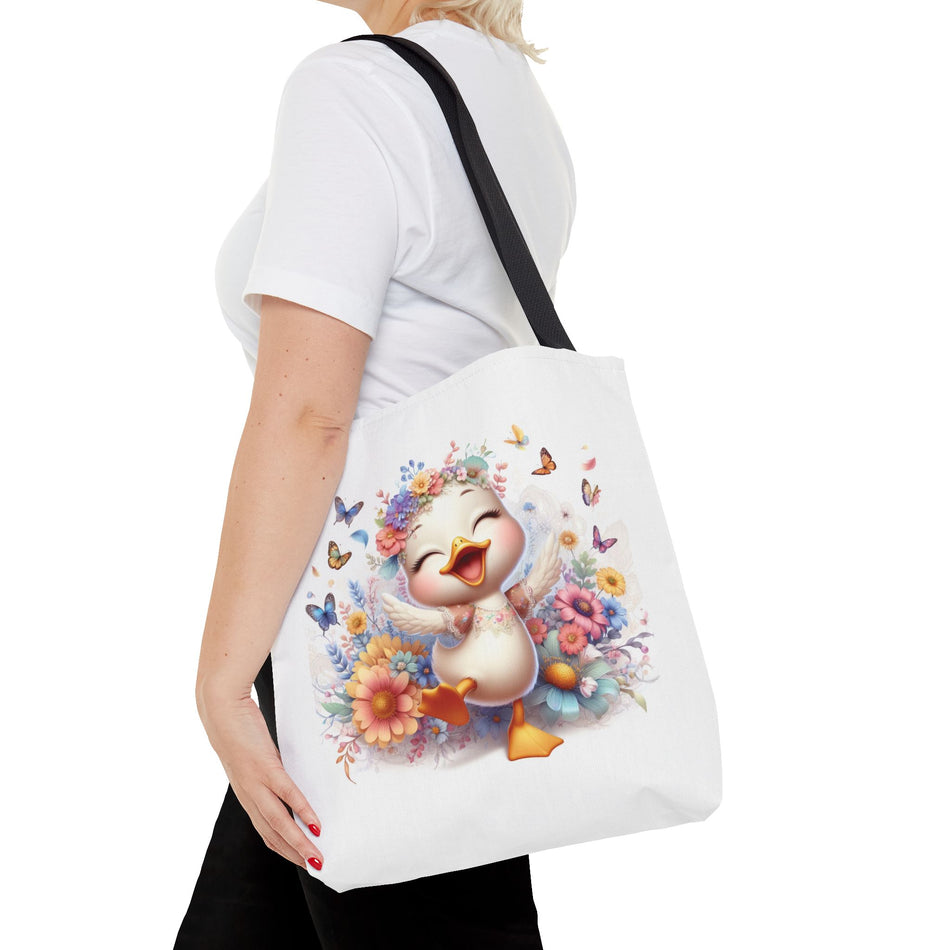 Happy Bright White Duck Tote Bag (AOP)