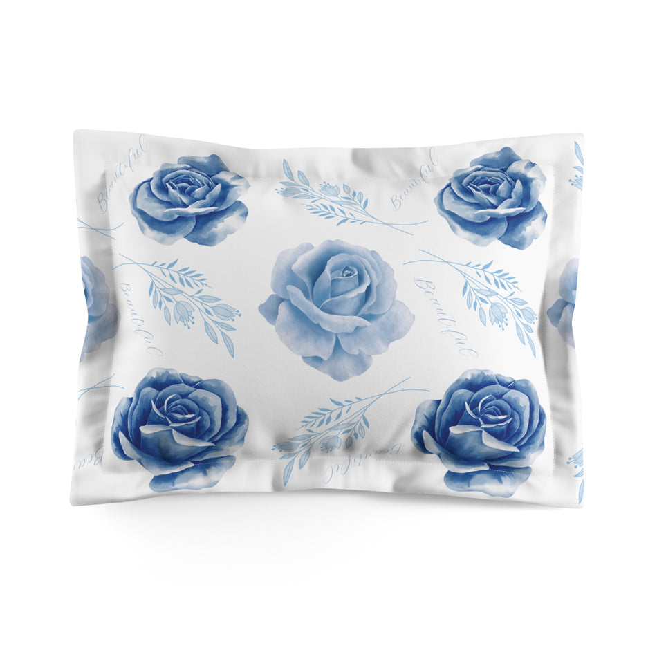 Beautiful Blue Roses Microfiber Pillow Sham