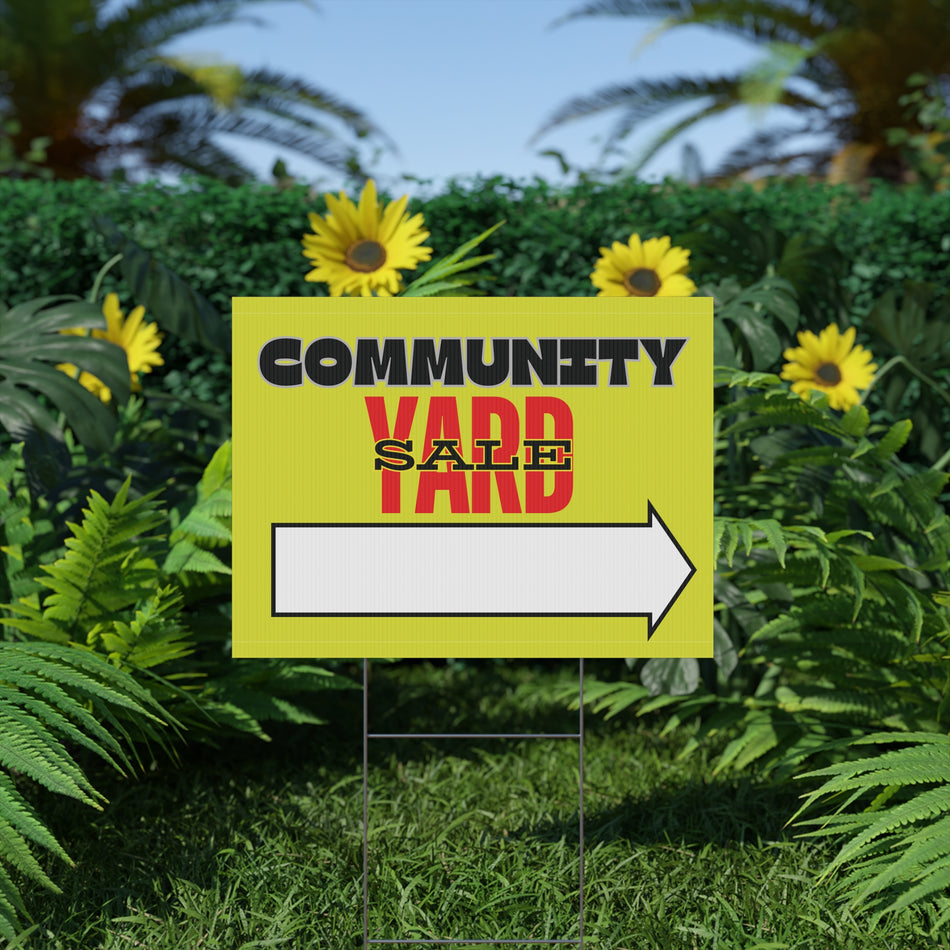 Community Yard Sale Yellow Plastic Yard Sign