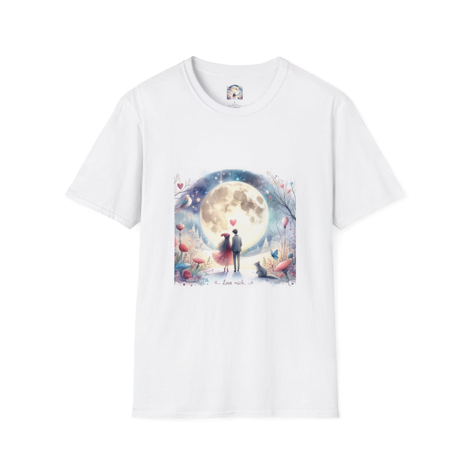 Valentine Couple with The Moon Unisex Softstyle T-Shirt