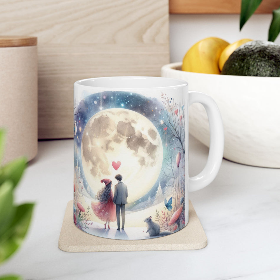 Valentine Couple with The Moon Ceramic Mug, (11oz, 15oz)