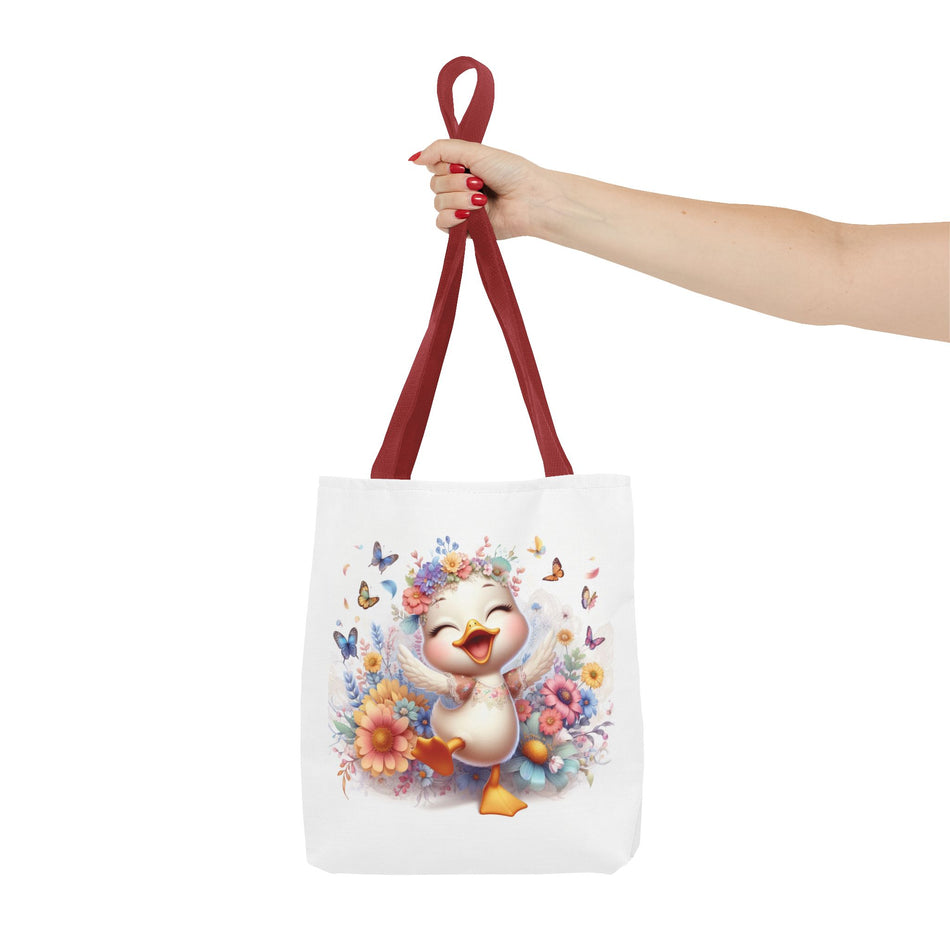 Happy Bright White Duck Tote Bag (AOP)