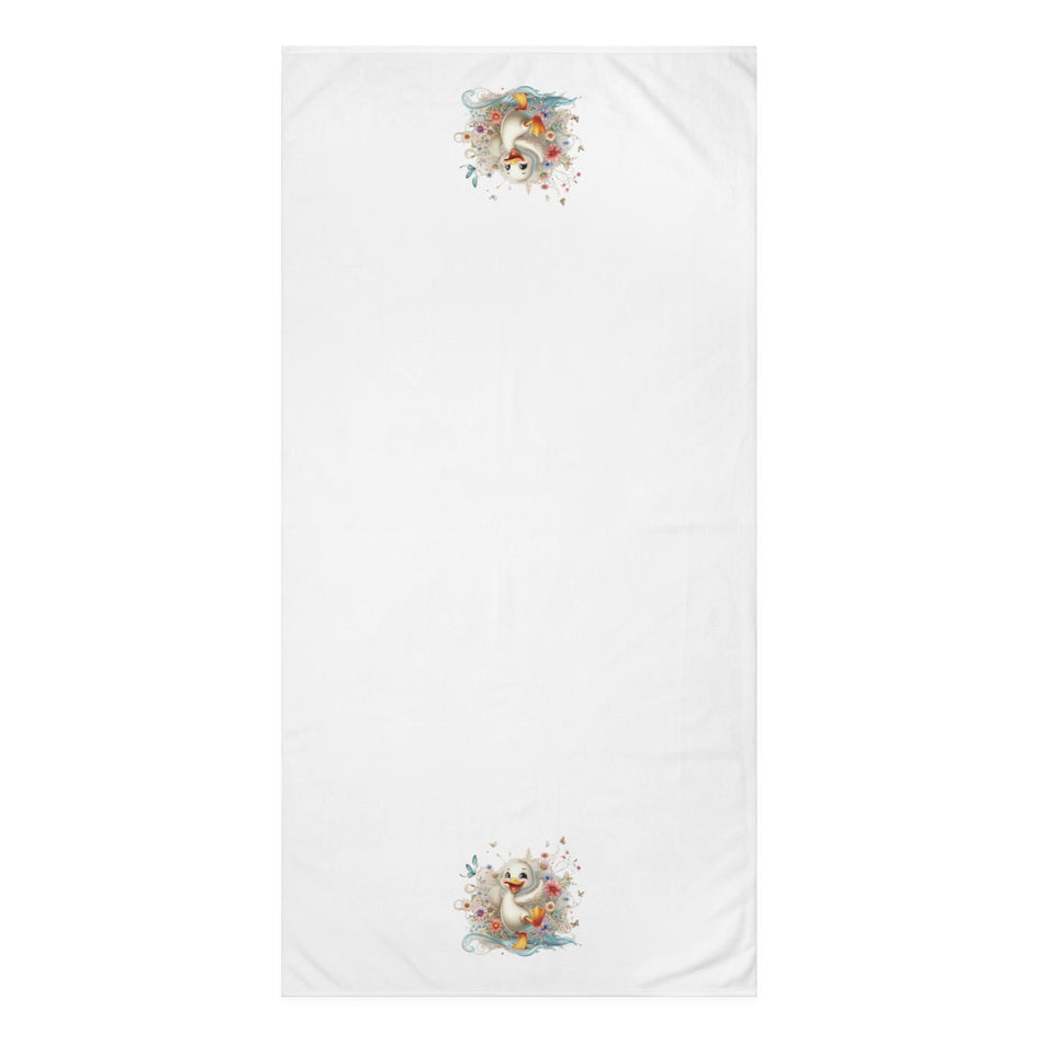 Happy Bright White Duck on Mink-Cotton Towel