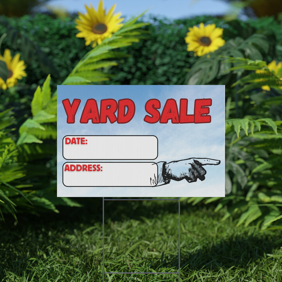 Yard Sale Pointing Direction Plastic Yard Sign