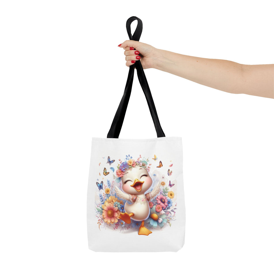 Happy Bright White Duck Tote Bag (AOP)