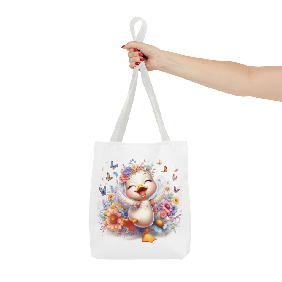 Happy Bright White Duck Tote Bag (AOP)