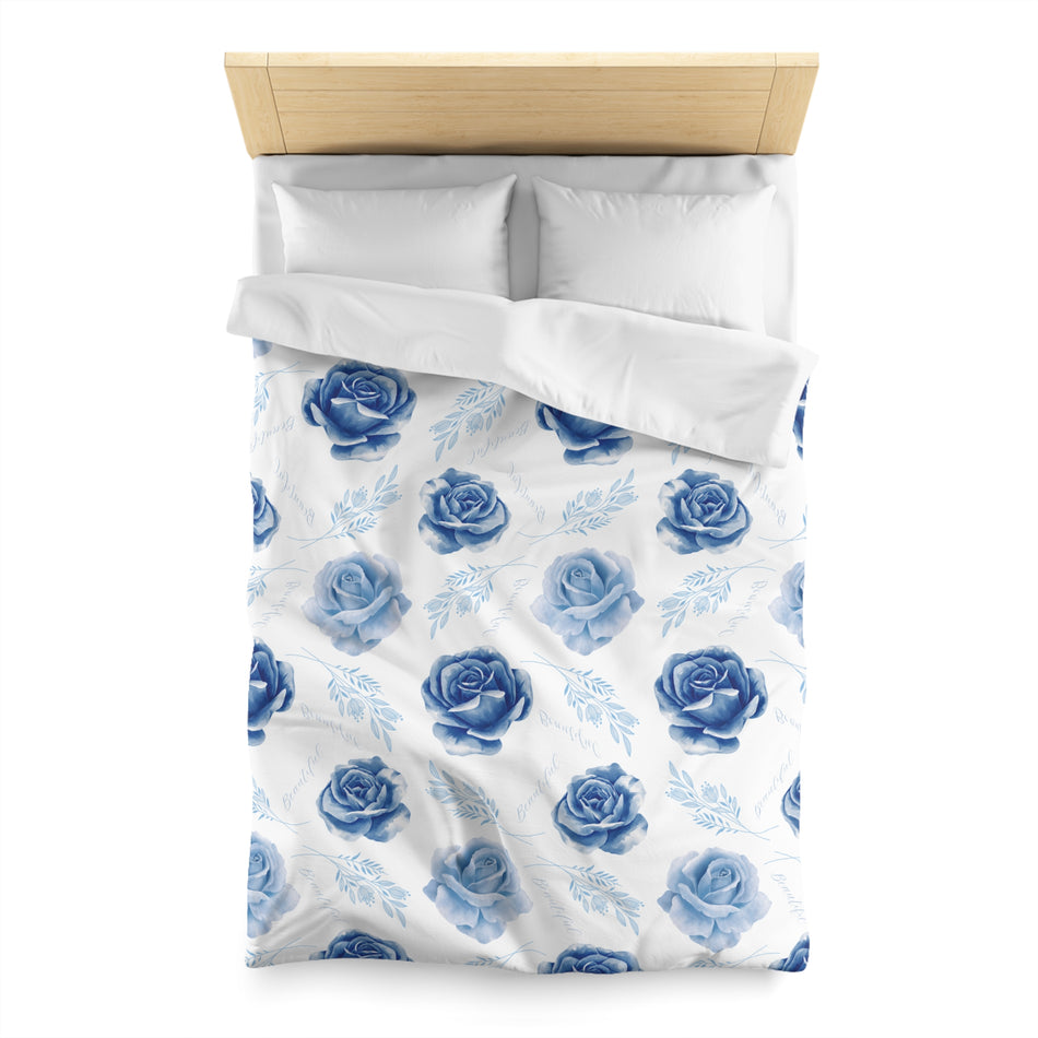 Beautiful Blue Roses Microfiber Duvet Cover