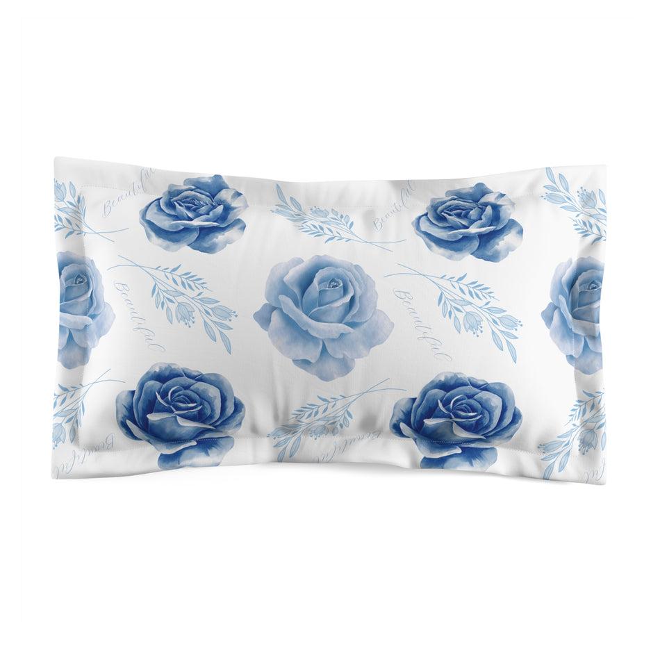 Beautiful Blue Roses Microfiber Pillow Sham