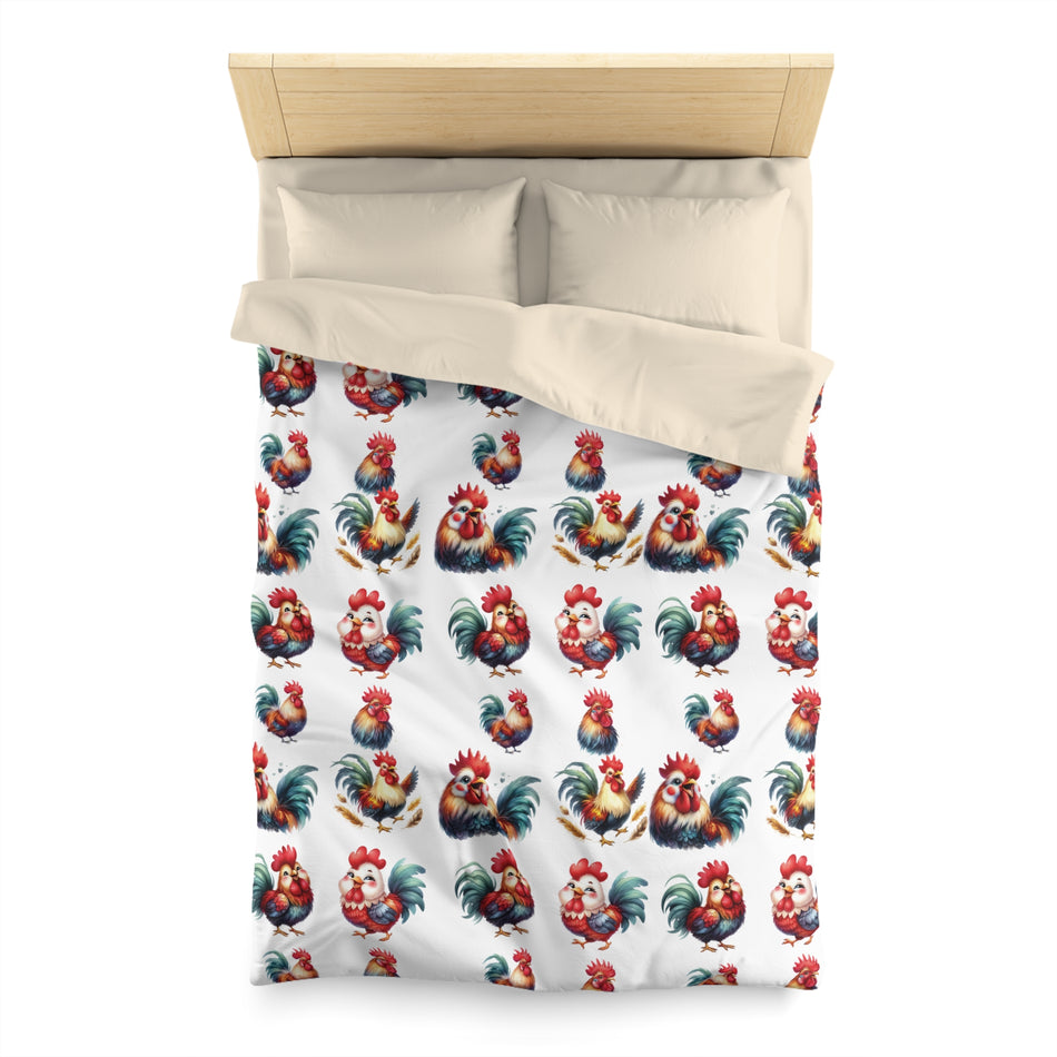 Rooster Joy Microfiber Duvet Cover