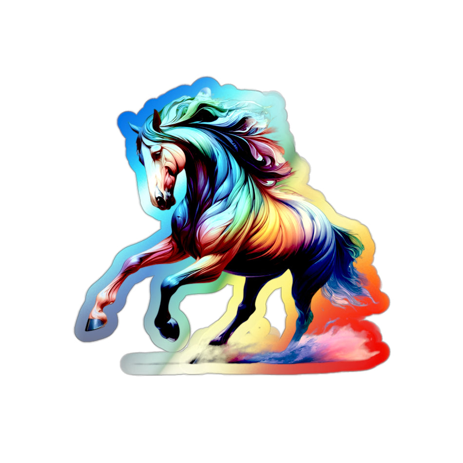 Running Wild Feels So Good Horse on Holographic Die-cut Stickers