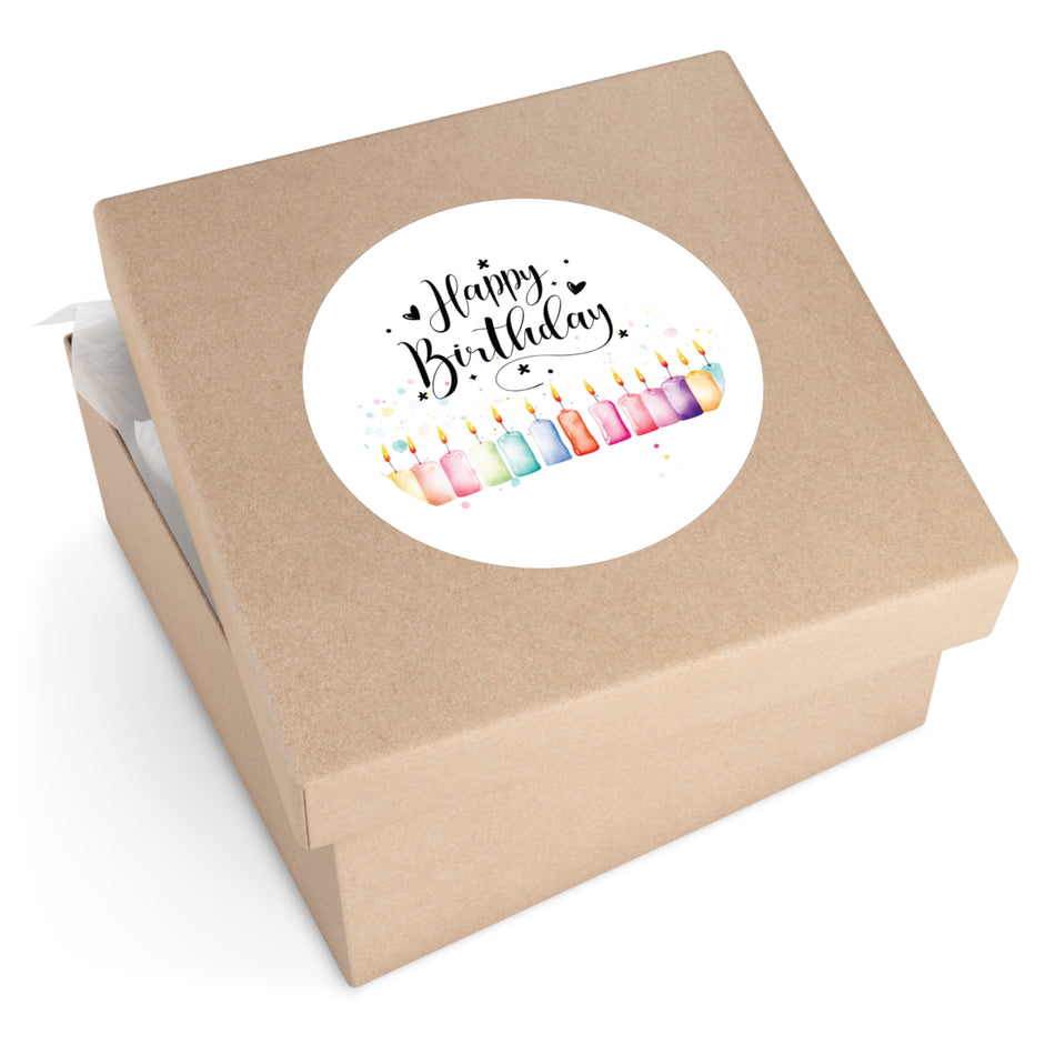 Happy Birthday Candles Round Stickers, Indoor\Outdoor