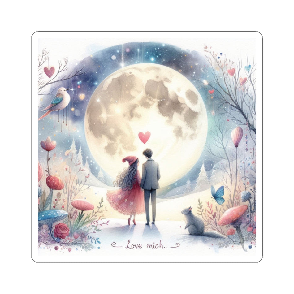 Valentine Couple with The Moon Kiss-Cut Stickers